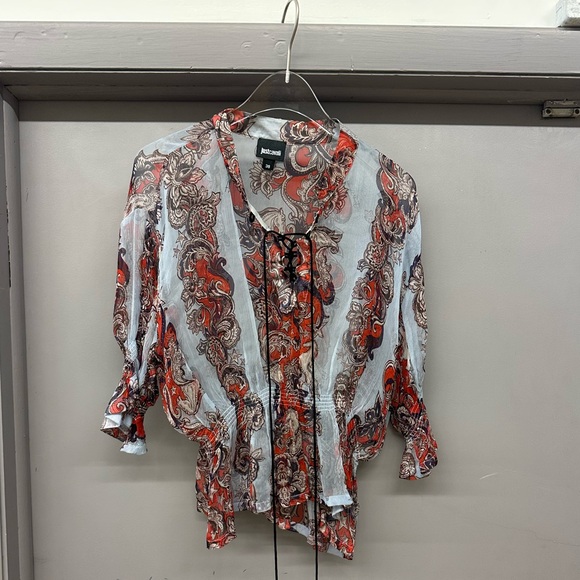 Just Cavalli Paisley Print Peplum Top - Picture 3 of 9